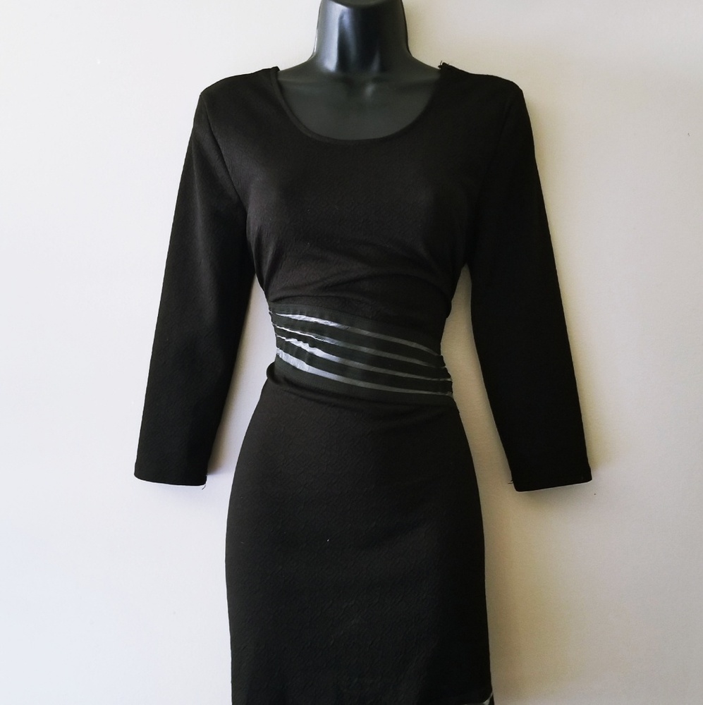 Black Asymmetrical Mesh Dress Size Large